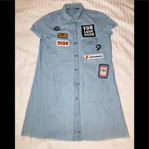 Zara mini jean dress with patches